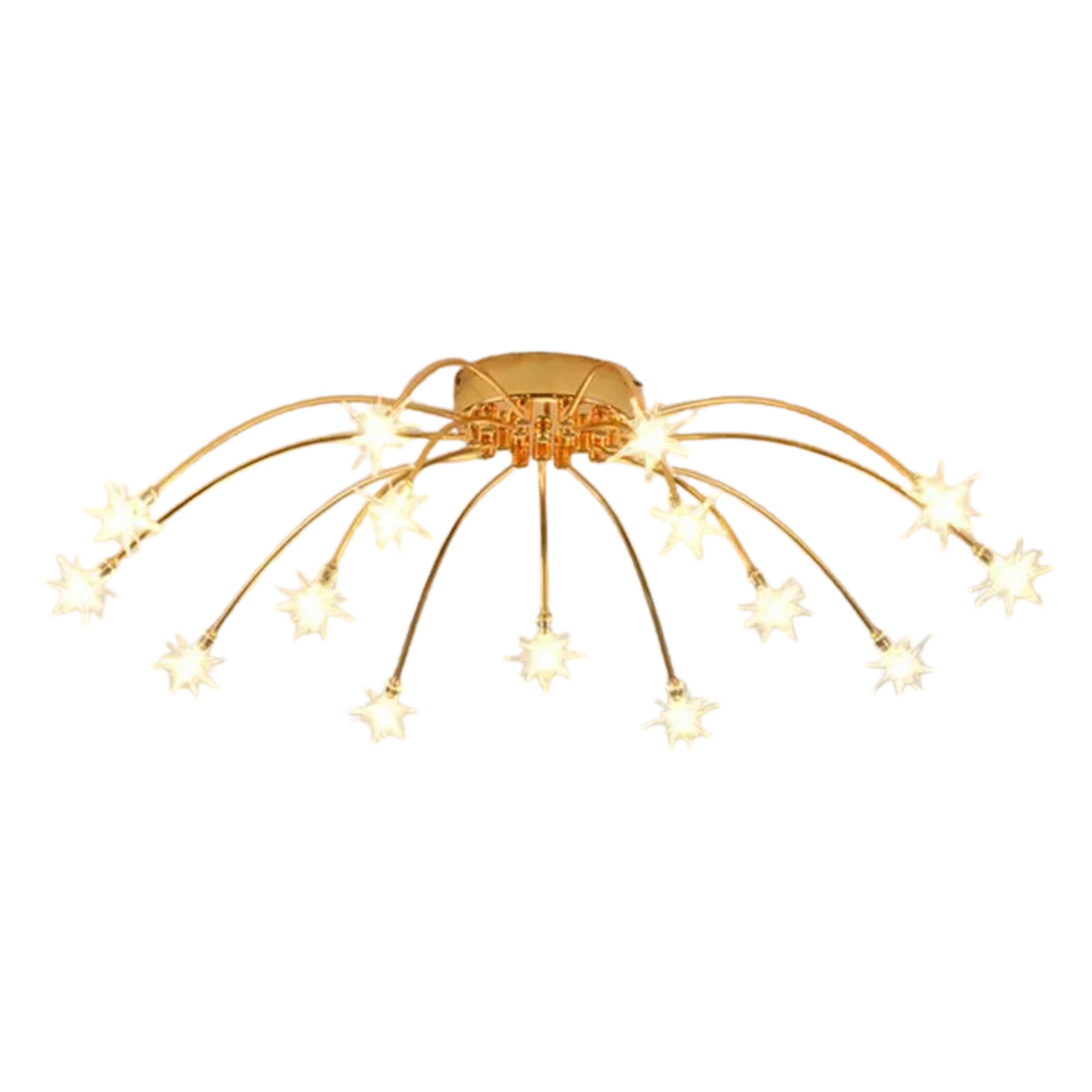 Plafoniera LED art deco sputnik a raggiera con punti luce a forma di stella