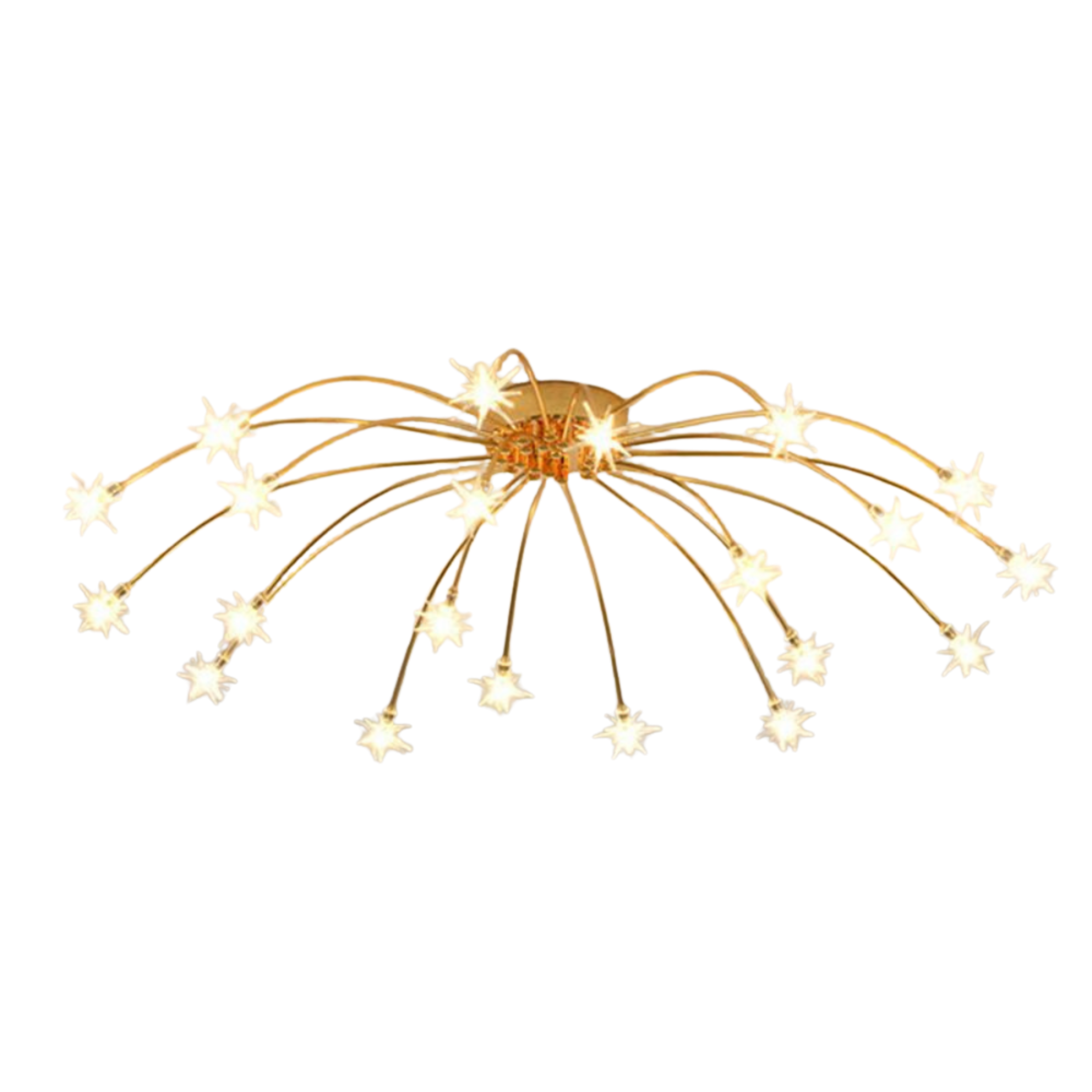 Plafoniera LED art deco sputnik a raggiera con punti luce a forma di stella