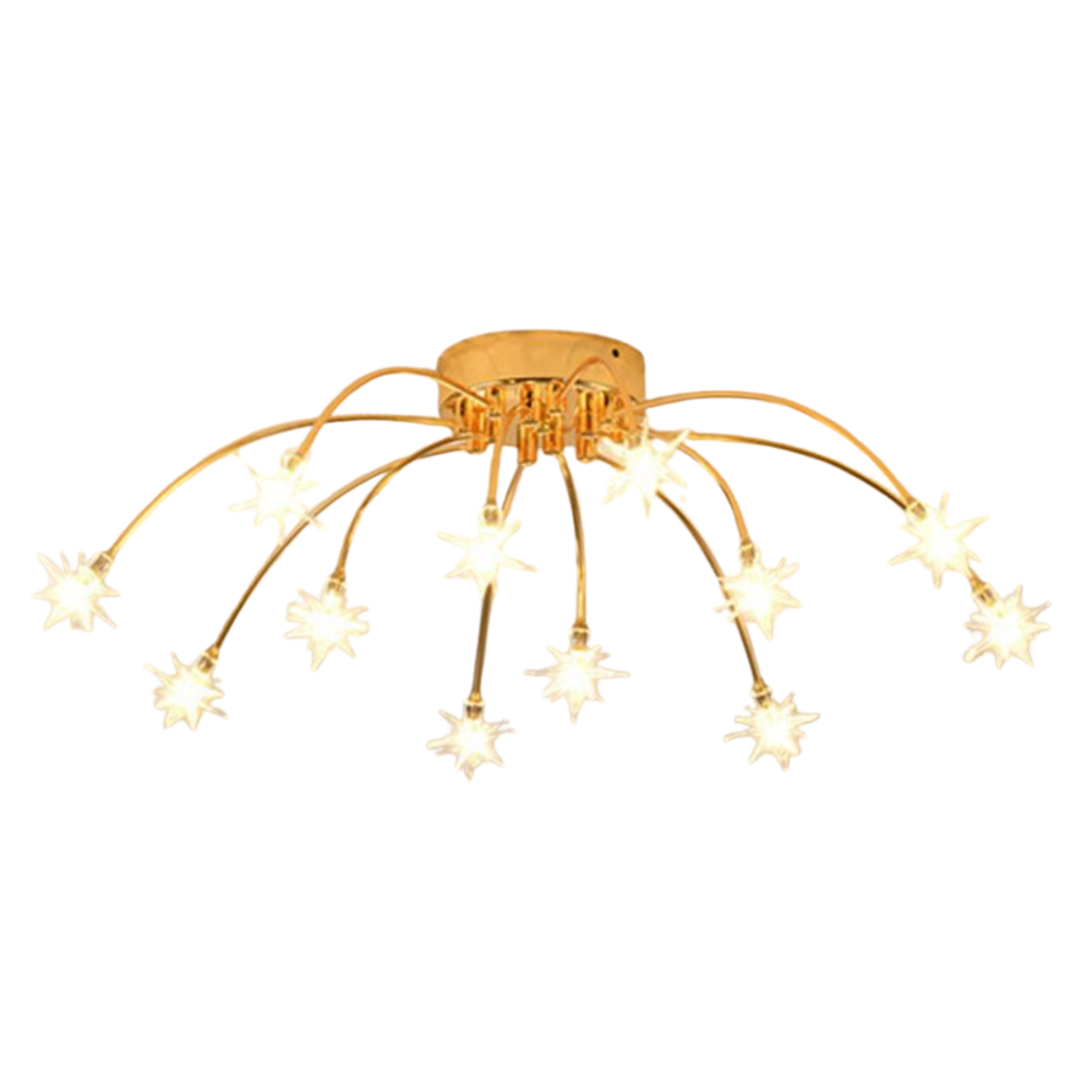 Plafoniera LED art deco sputnik a raggiera con punti luce a forma di stella