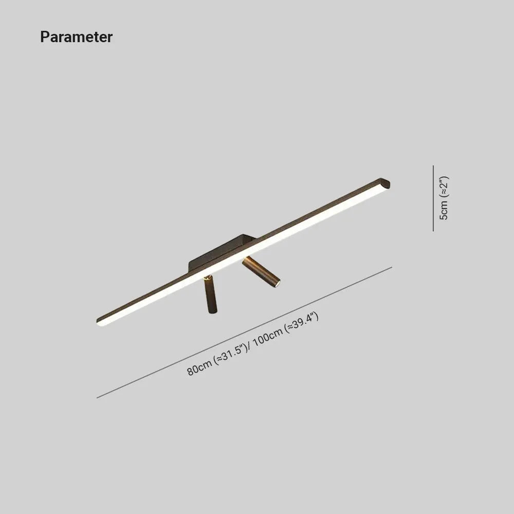 Plafoniera LED lineare nera a soffitto con faretti orientabili, stile minimalista