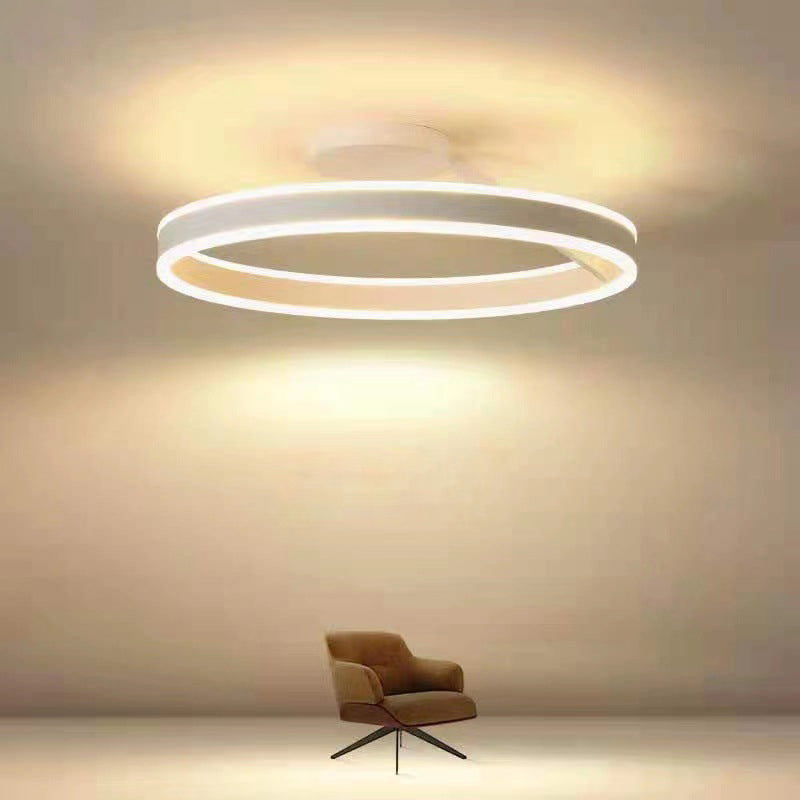 Plafoniera LED moderna ad anello circolare in nero e bianco minimalista