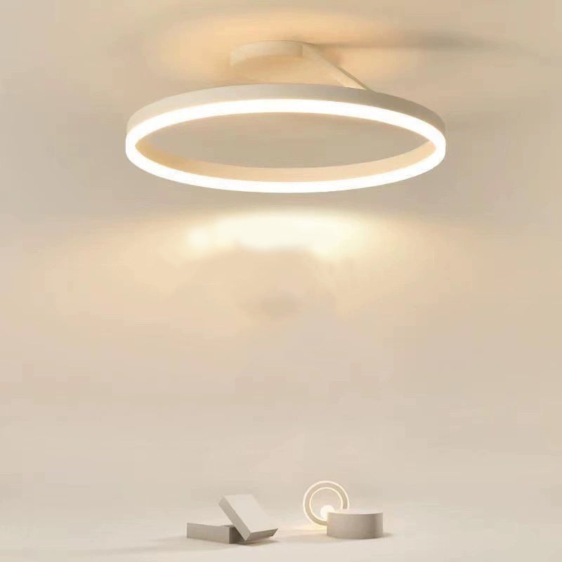 Plafoniera LED moderna ad anello circolare in nero e bianco minimalista