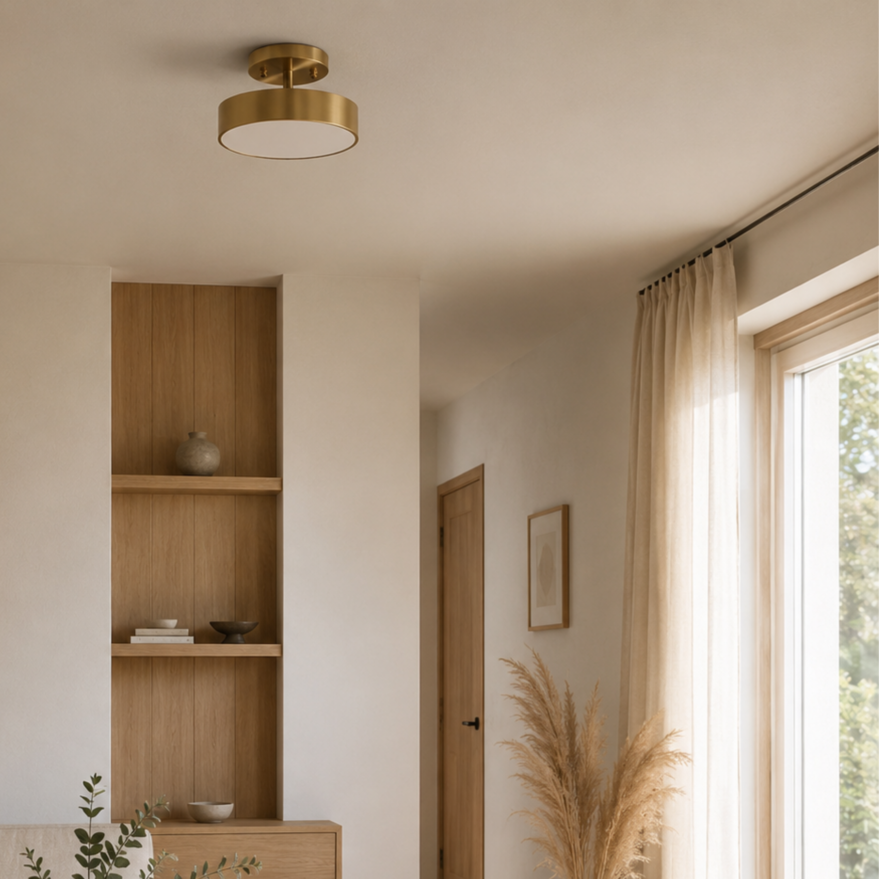 Plafoniera LED moderna rotonda color rame in stile nordico