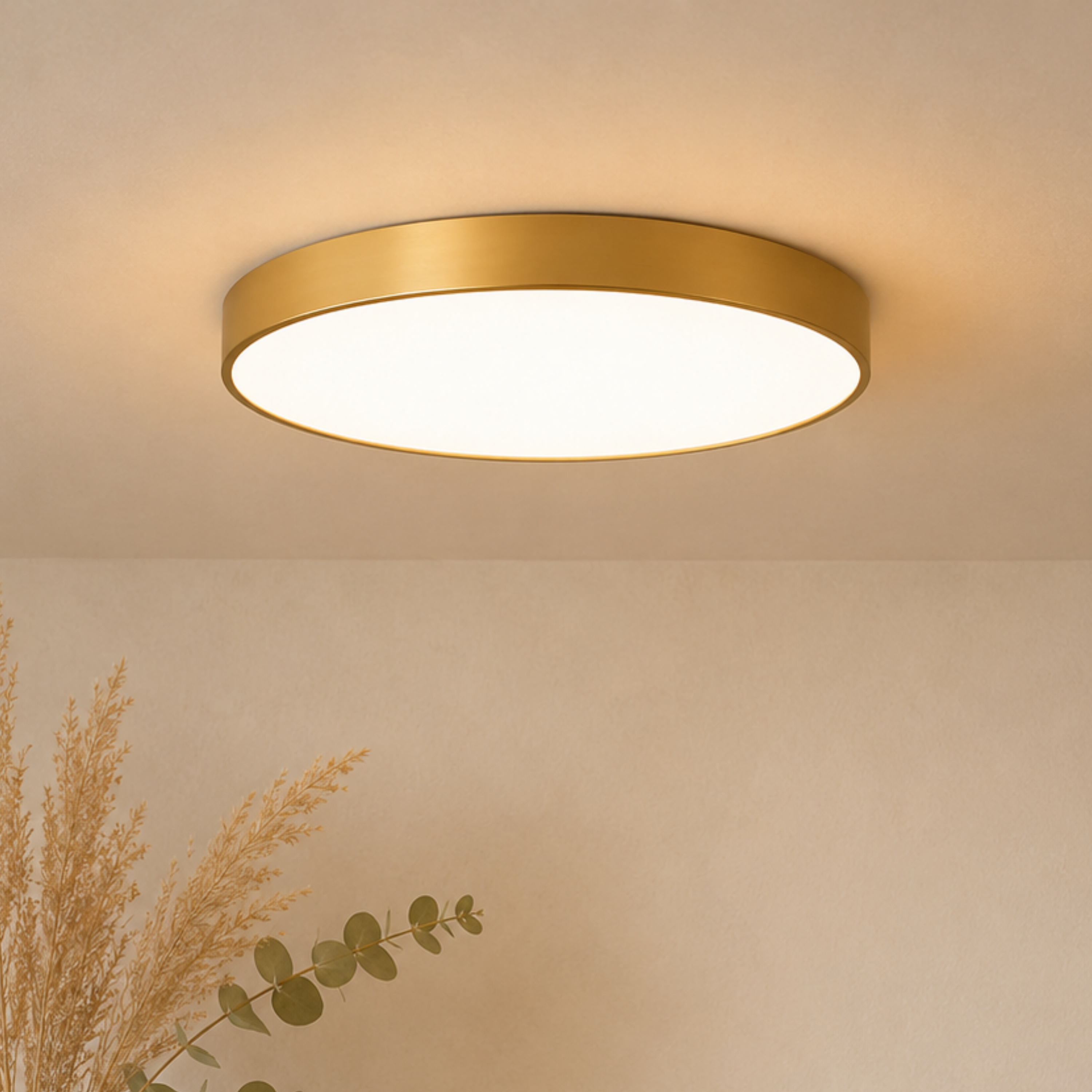 Plafoniera LED rotonda a soffitto oro dal profilo sottile
