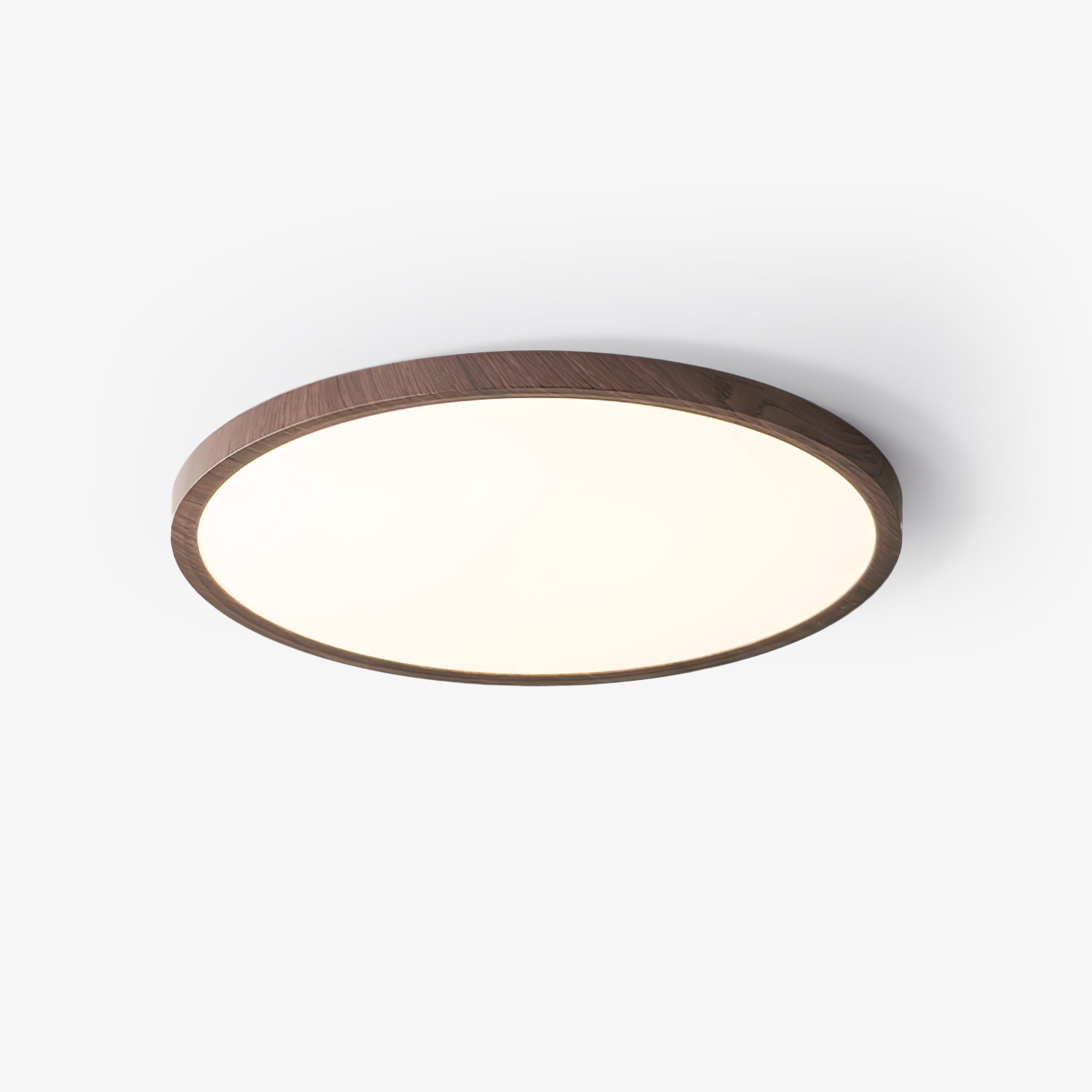 Plafoniera LED rotonda ultrasottile effetto legno noce, dimmerabile