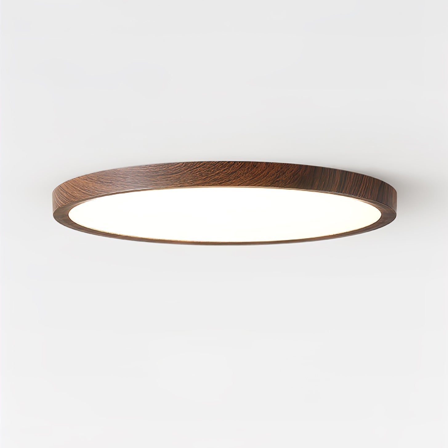 Plafoniera LED rotonda ultrasottile effetto legno noce, dimmerabile