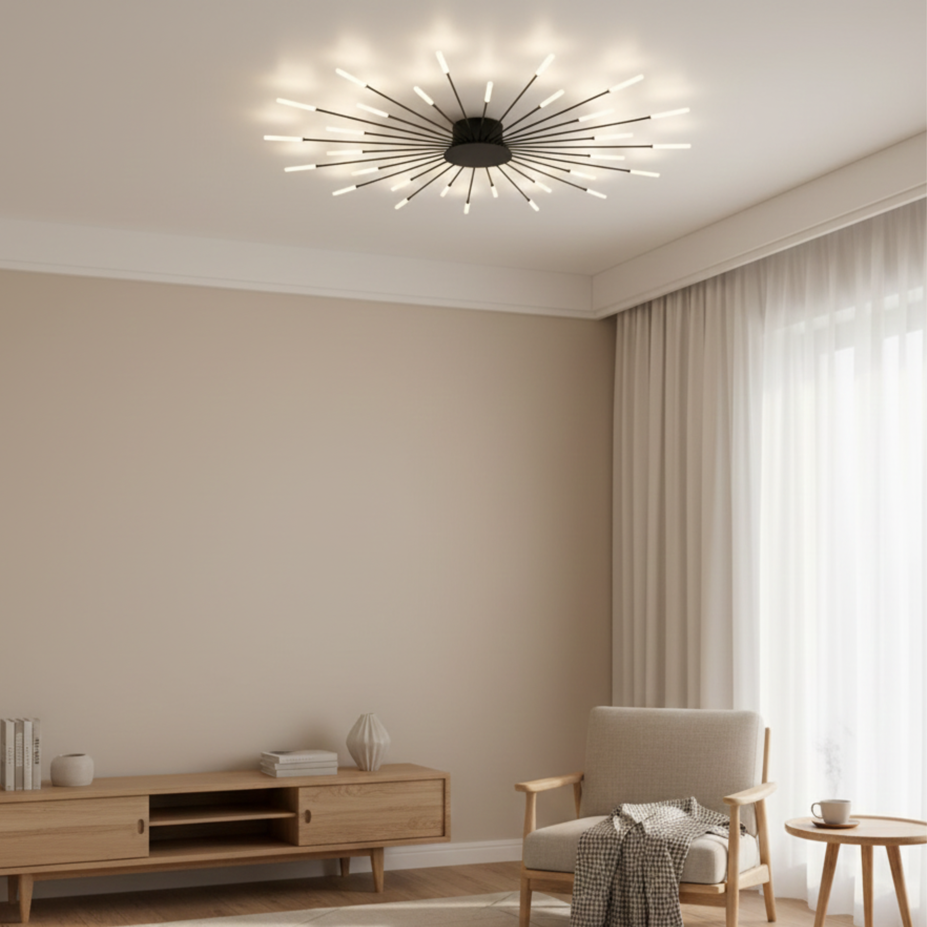 Plafoniera LED sputnik mid century con bracci a ramo regolabili