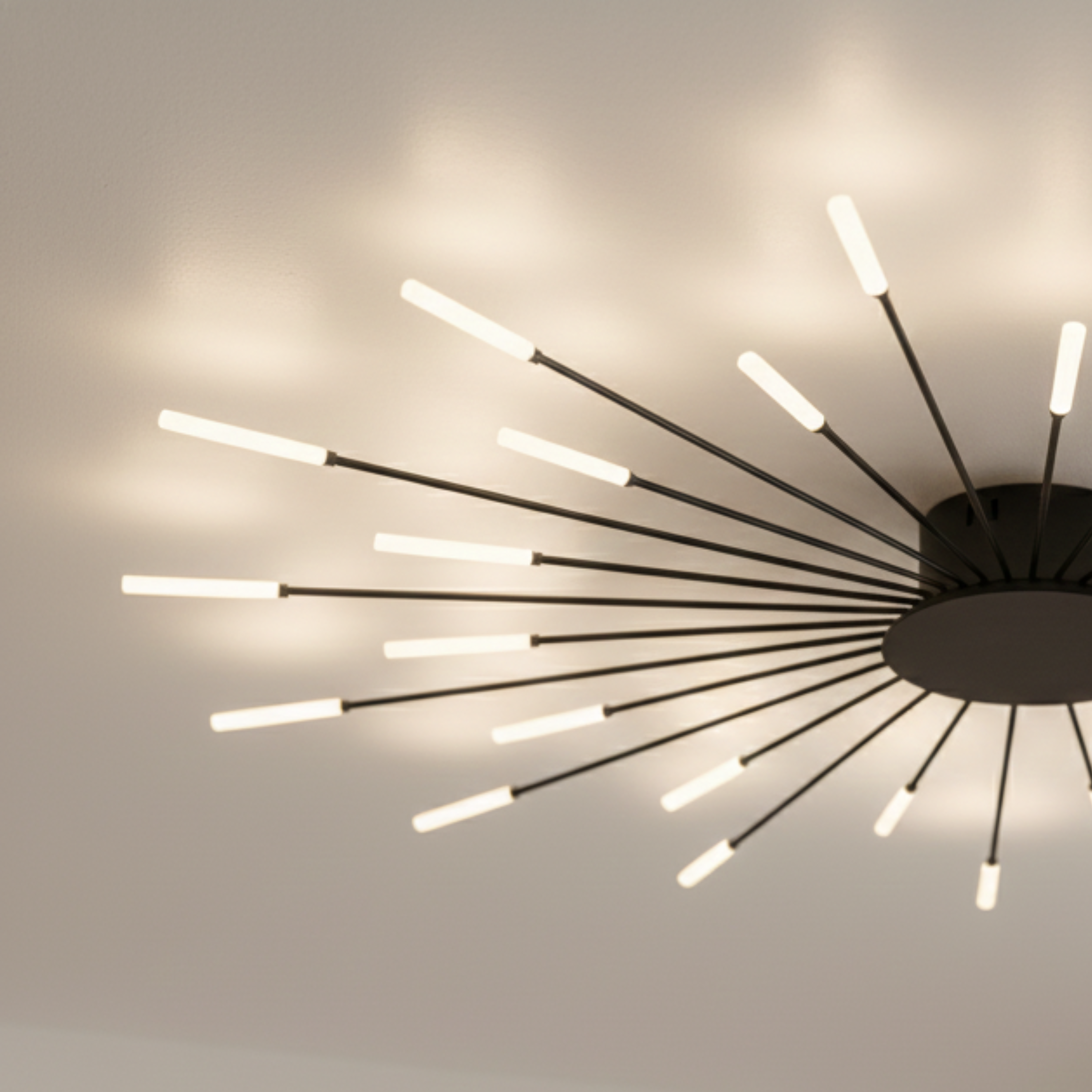 Plafoniera LED sputnik mid century con bracci a ramo regolabili