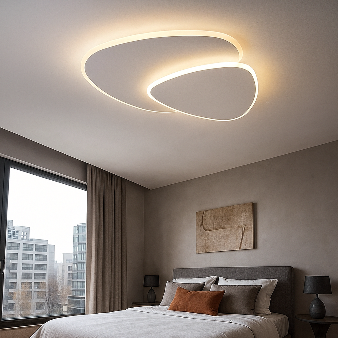 Plafoniera moderna asimmetrica con LED dimmerabile in metallo e acrilico