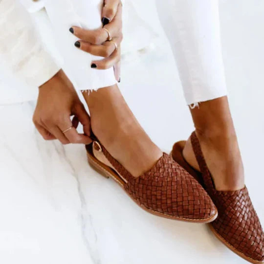 Rocchina slingback donna bassi con tomaia intrecciata e fibbia, foto 1