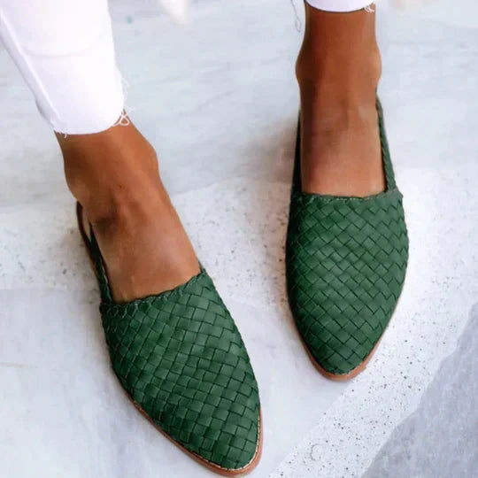 Rocchina slingback donna bassi con tomaia intrecciata e fibbia, foto 5