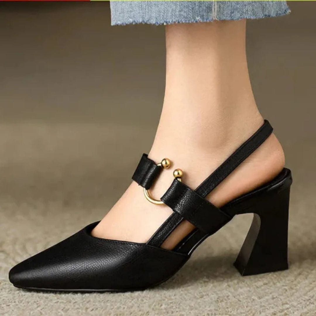 Rodolfa slingback donna a punta con tacco largo e anello decorativo, foto 1