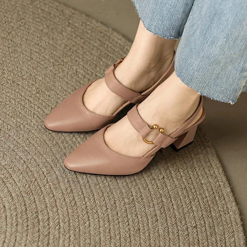Rodolfa slingback donna a punta con tacco largo e anello decorativo, foto 6