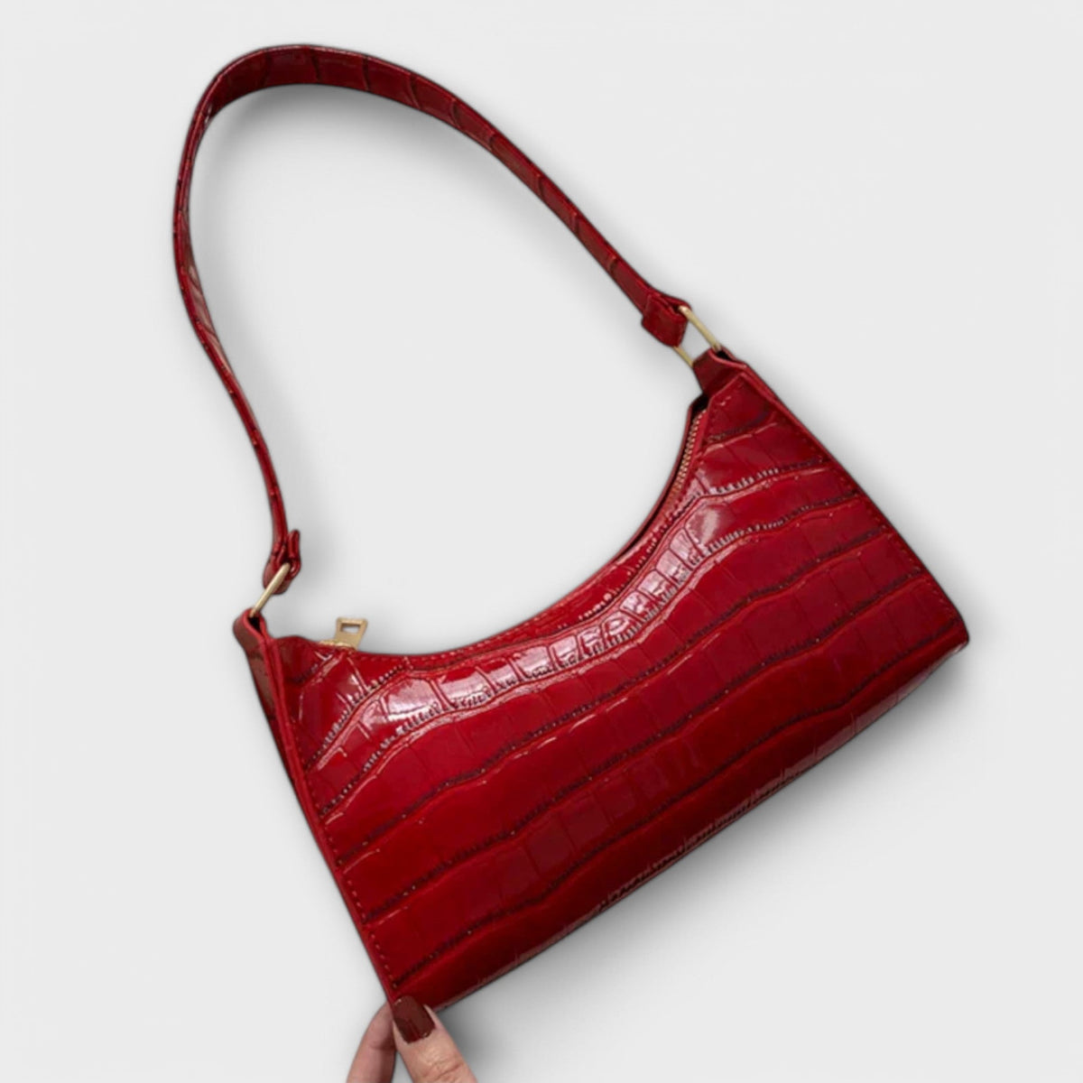 Rosmunda borsa a spalla donna baguette con zip e manico corto, foto 6