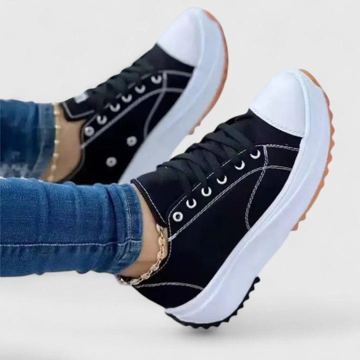 Sandra sneakers donna basse con plateau e lacci, foto 2