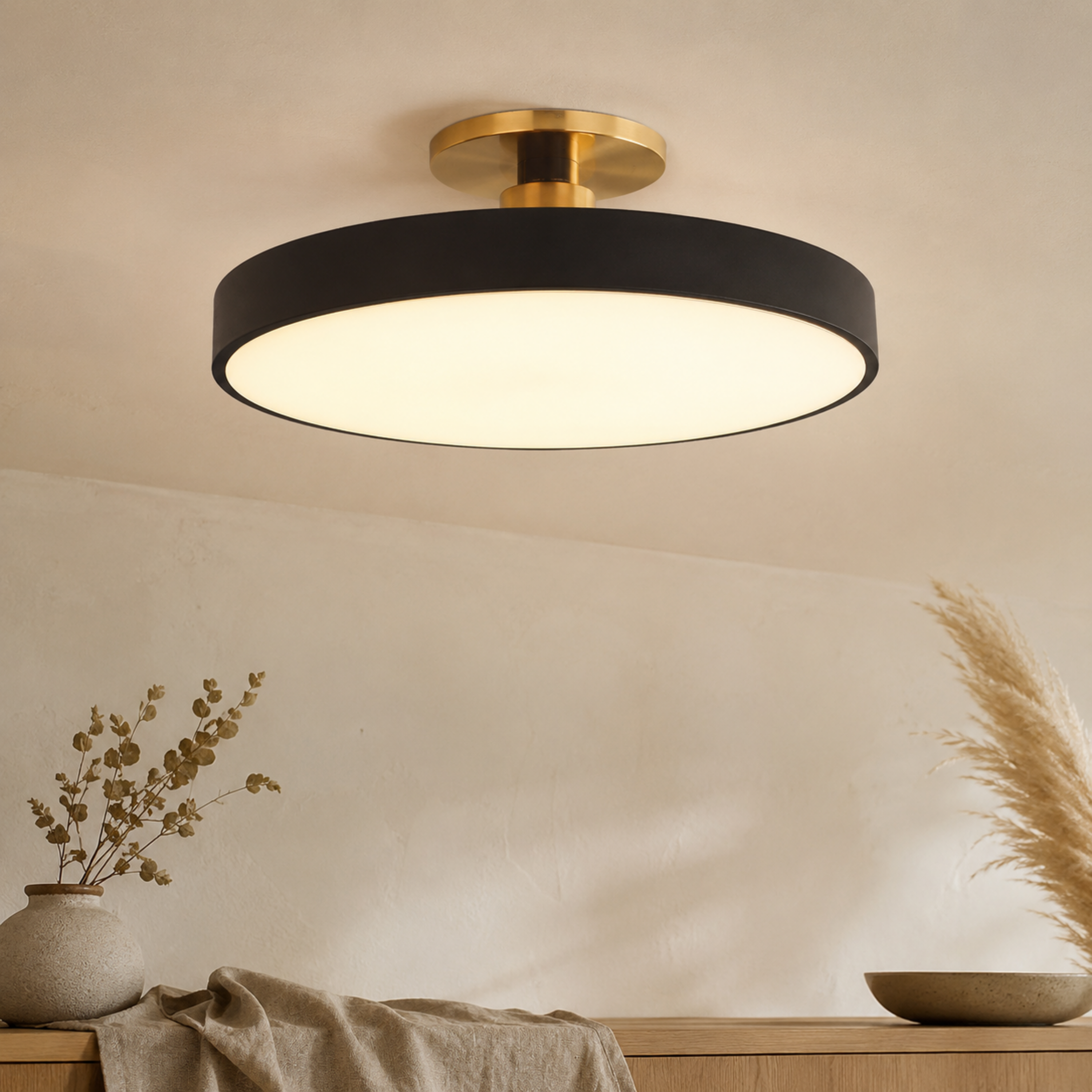 Semi plafoniera rotonda nordica in PVC, ferro e acrilico