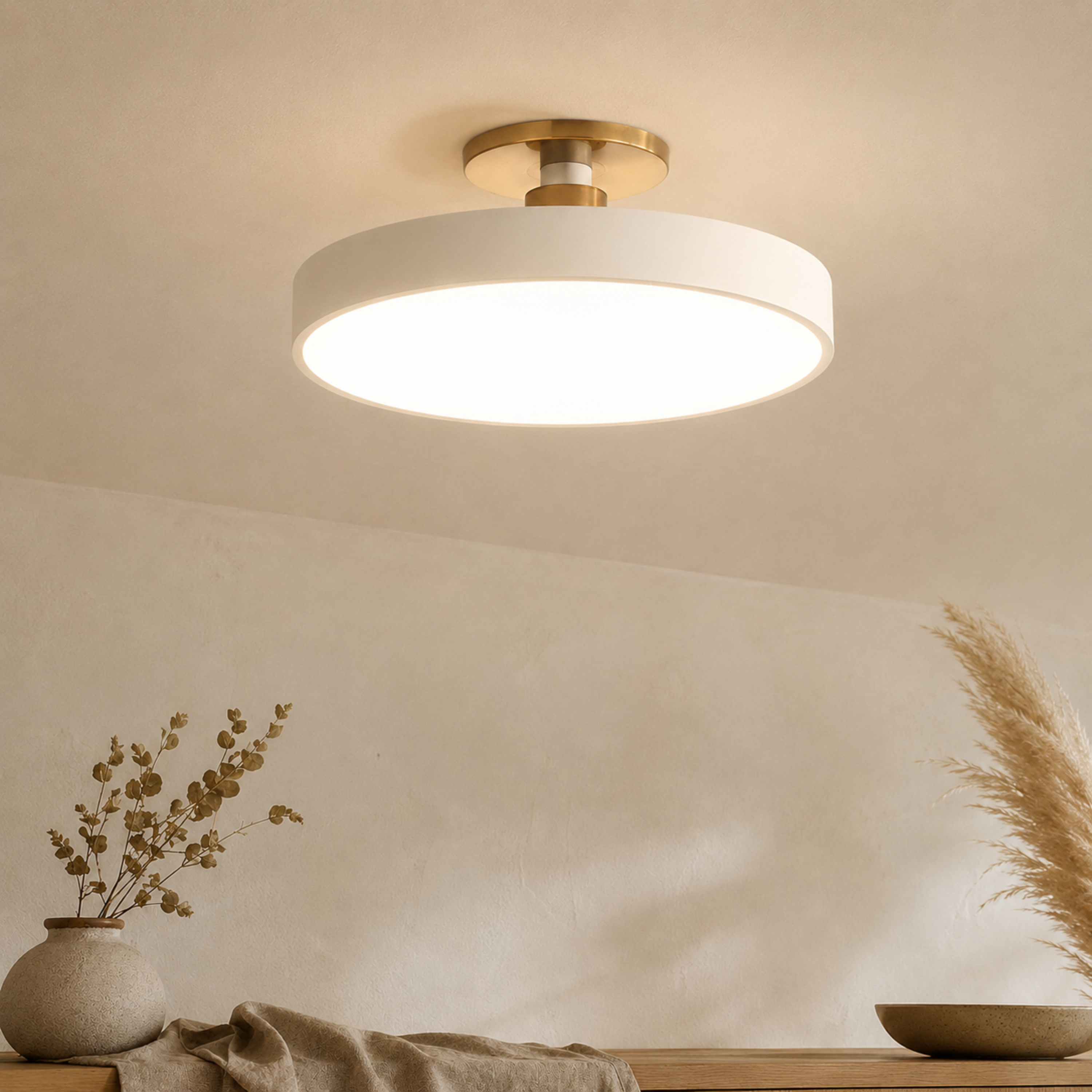 Semi plafoniera rotonda nordica in PVC, ferro e acrilico