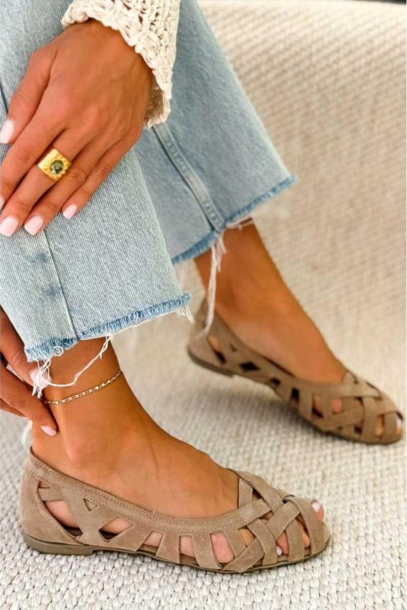 Tania sandali donna bassi intrecciati con punta aperta, foto 3