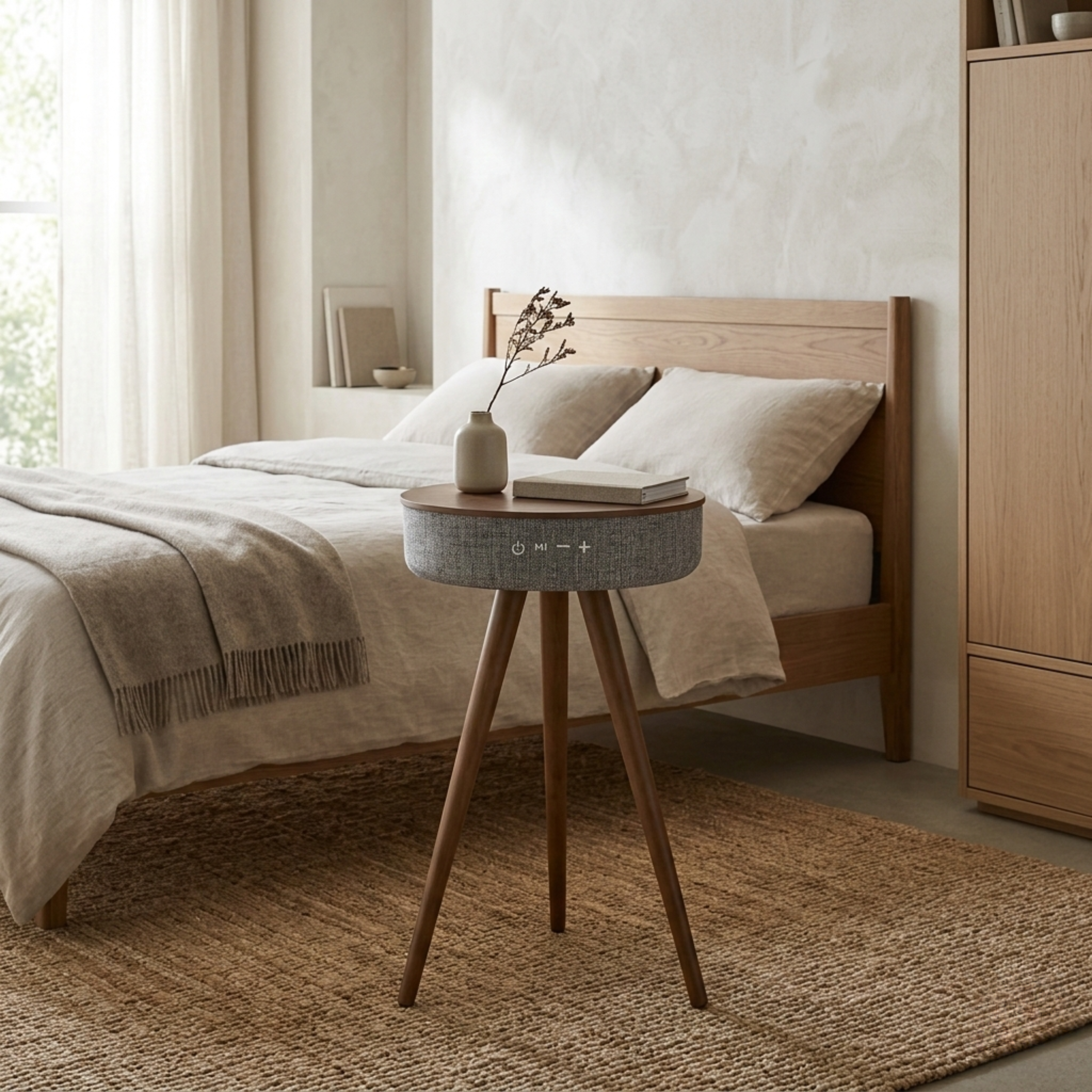 Tavolino moderno con altoparlante Bluetooth integrato