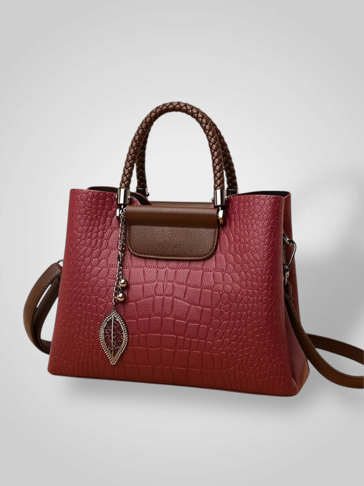 Ulderica borsa a mano donna in similpelle con manici intrecciati e tracolla, foto 2