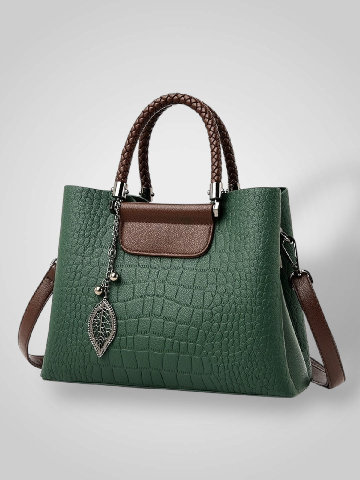 Ulderica borsa a mano donna in similpelle con manici intrecciati e tracolla, foto 5