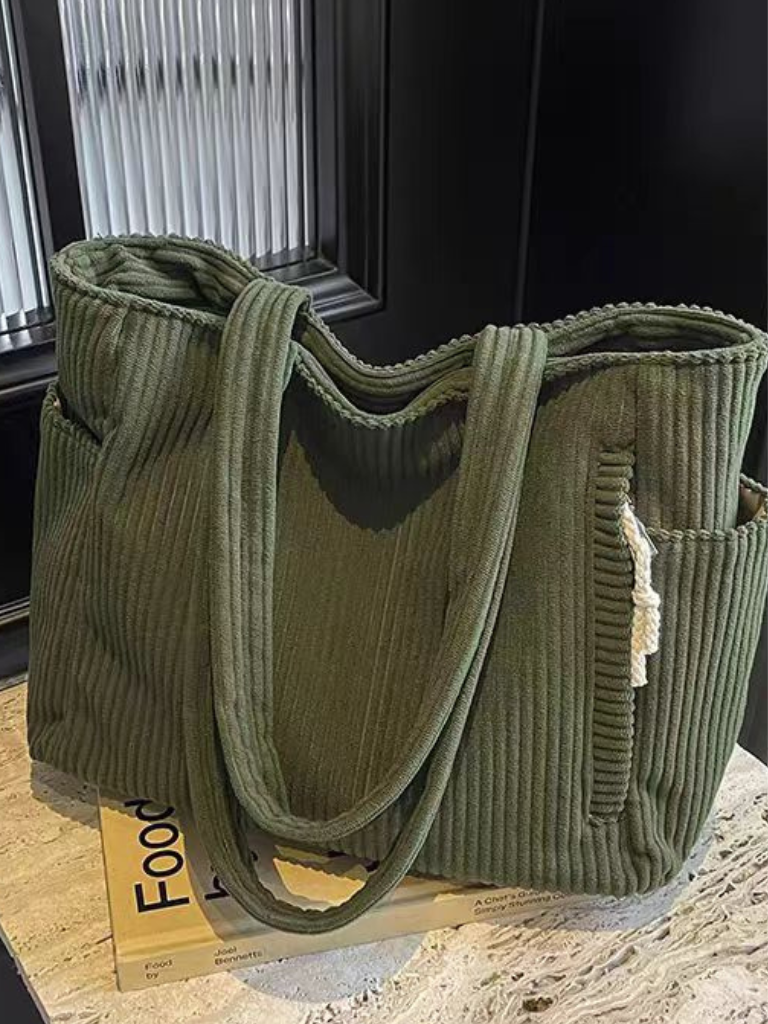 Vania borsa a spalla donna in velluto a coste con tasche laterali, foto 3