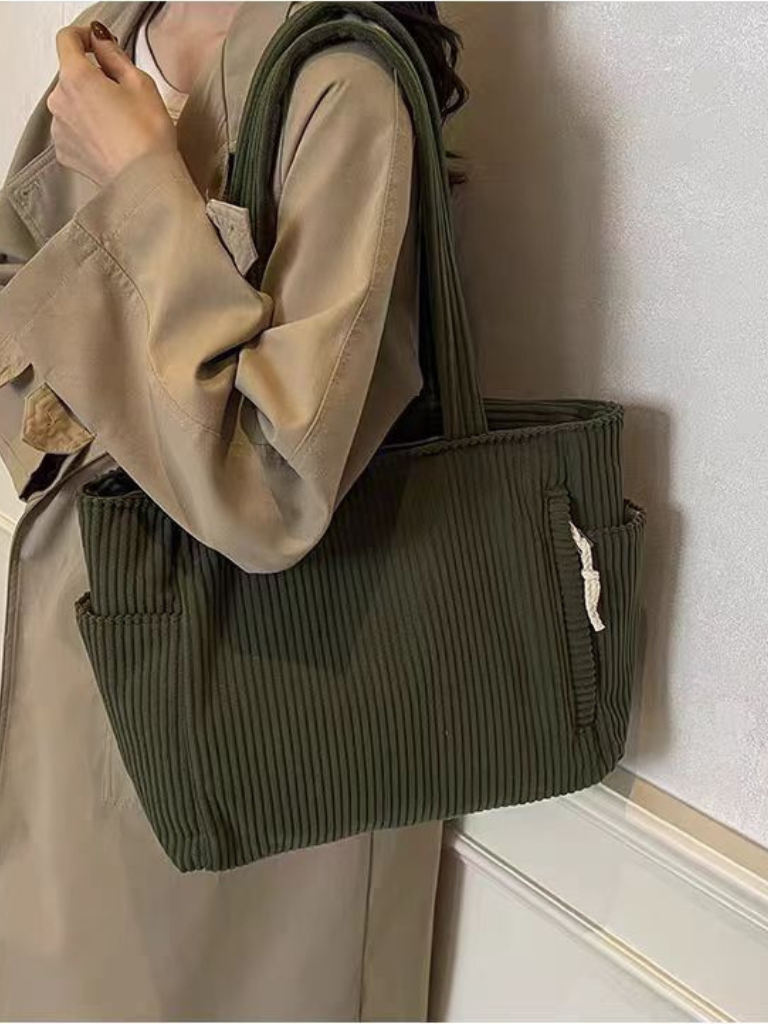 Vania borsa a spalla donna in velluto a coste con tasche laterali, foto 4