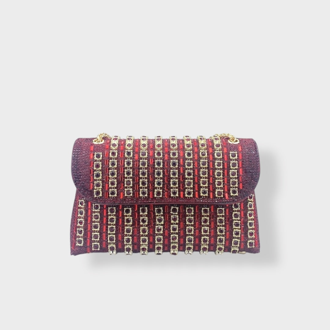 Vanna borsa a spalla donna con pietre decorative e tracolla a catena, foto 1