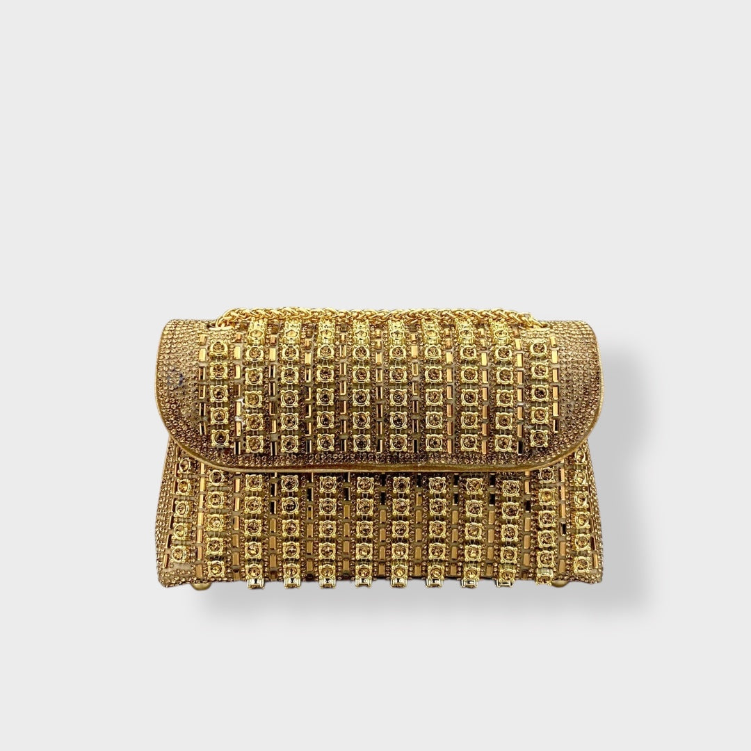 Vanna borsa a spalla donna con pietre decorative e tracolla a catena, foto 4