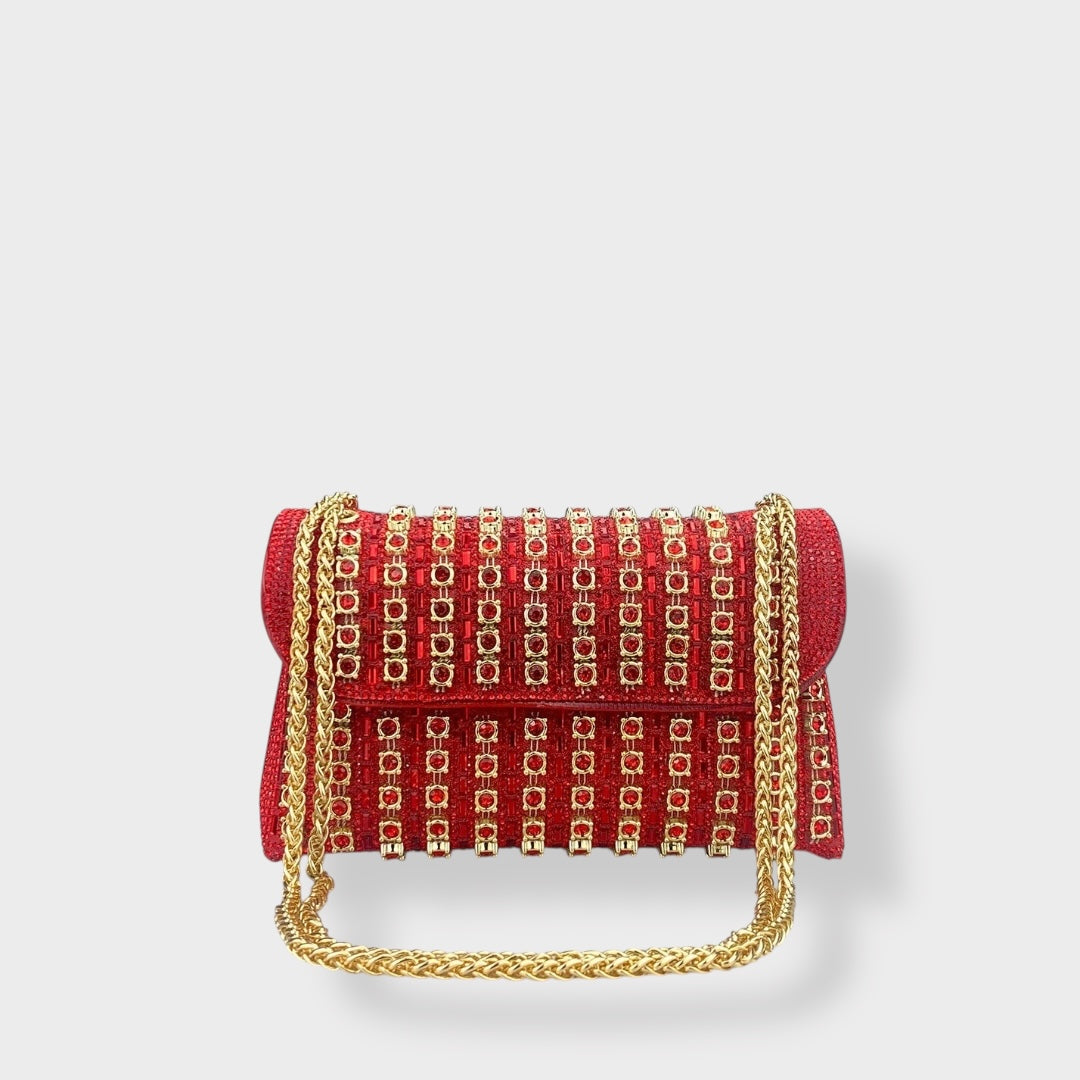 Vanna borsa a spalla donna con pietre decorative e tracolla a catena, foto 5