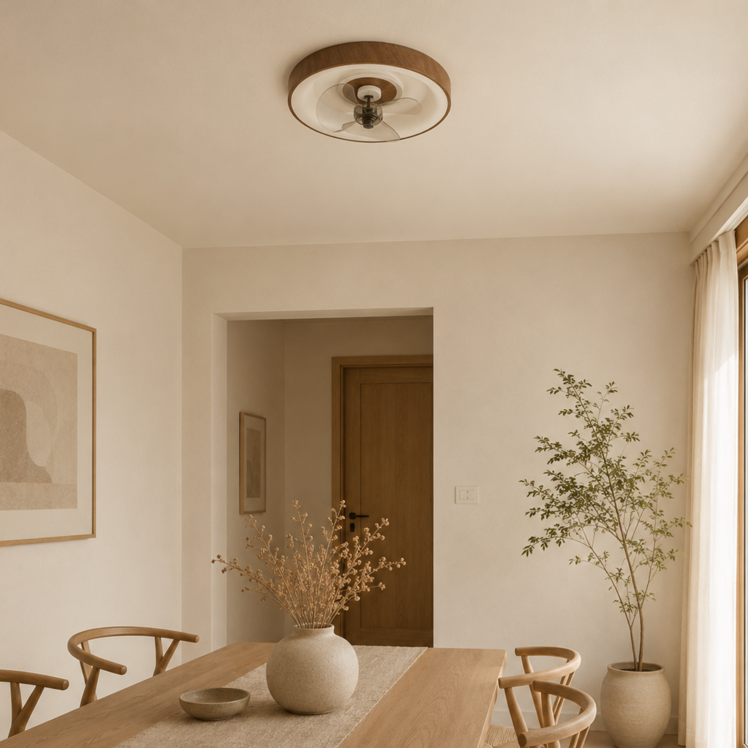 Ventilatore da soffitto con luce LED moderno e minimalista