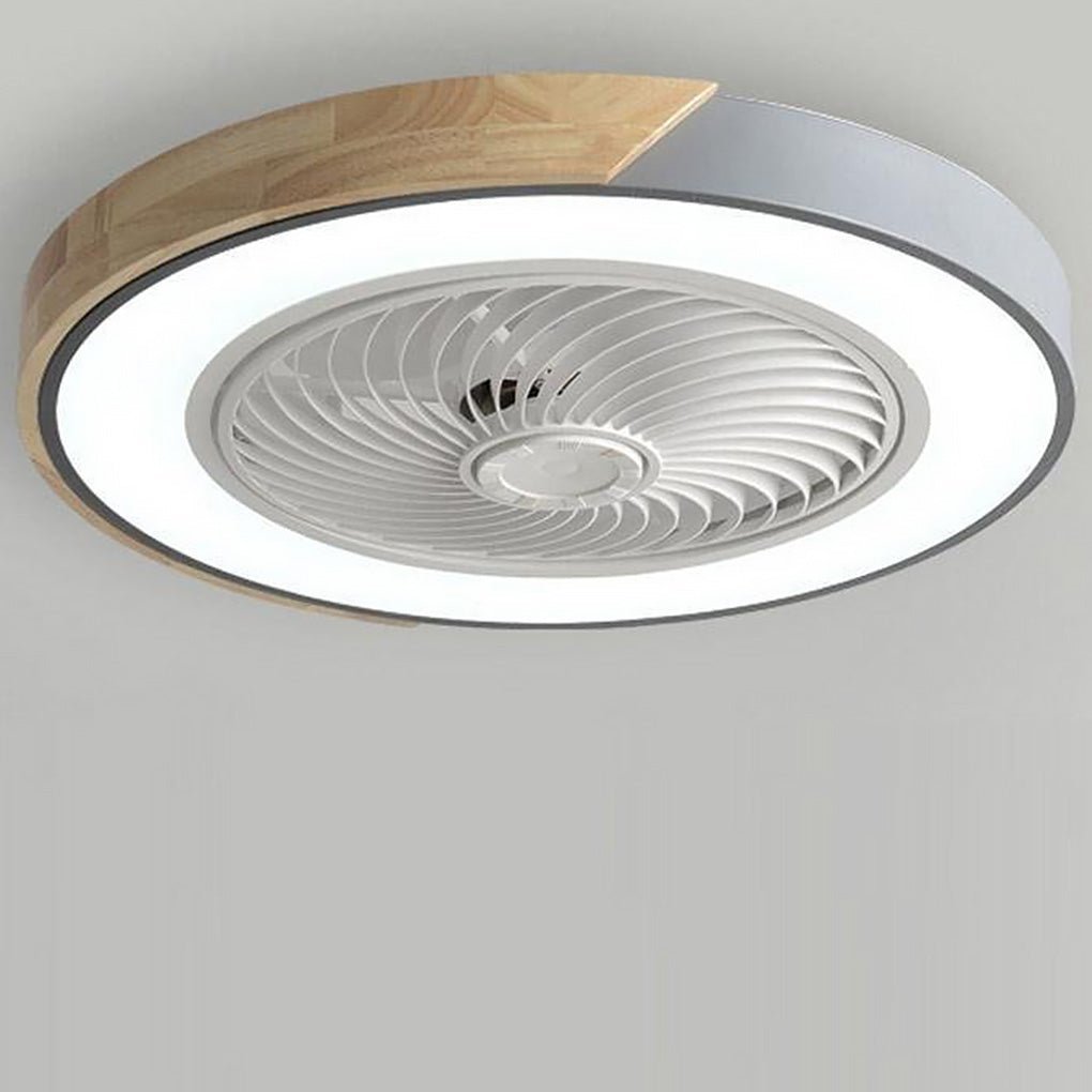 Ventilatore da soffitto con luce LED, telecomando e finiture in legno, a plafone