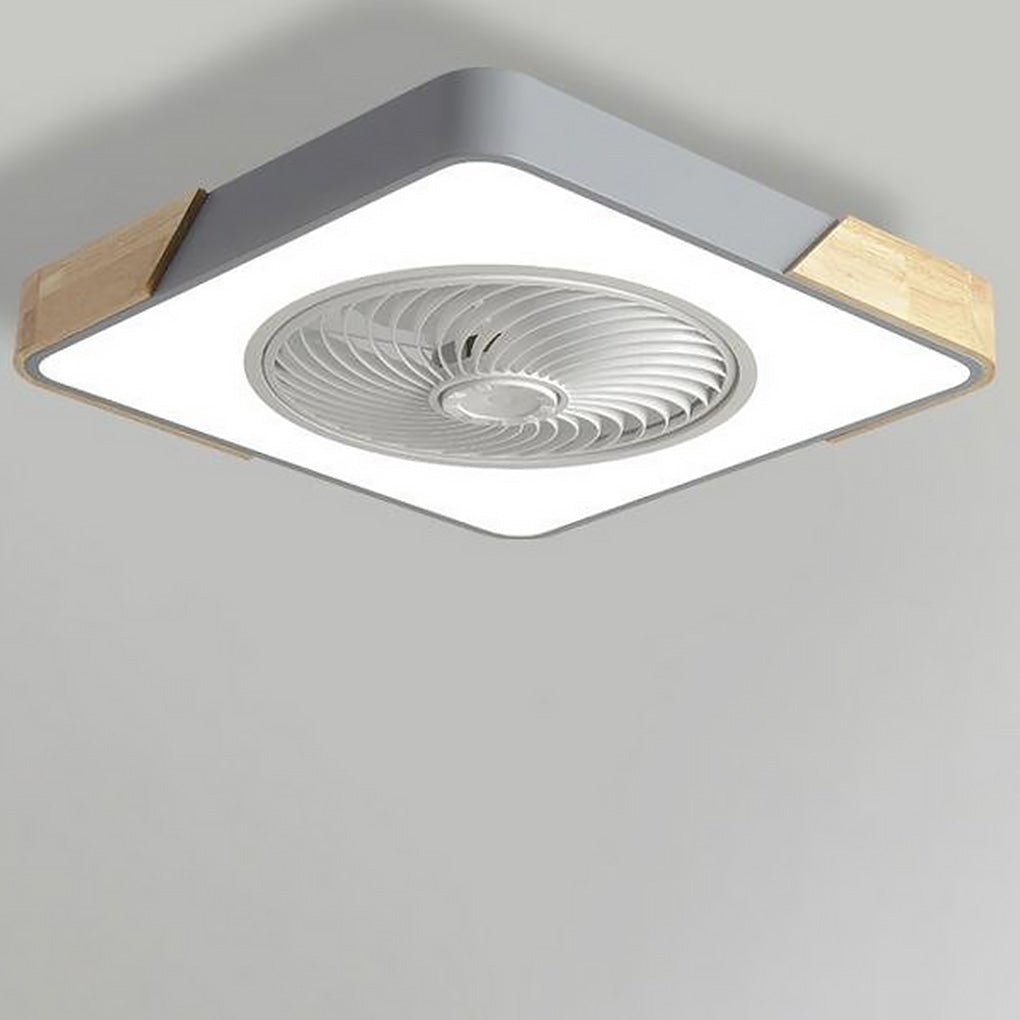 Ventilatore da soffitto con luce LED, telecomando e finiture in legno, a plafone
