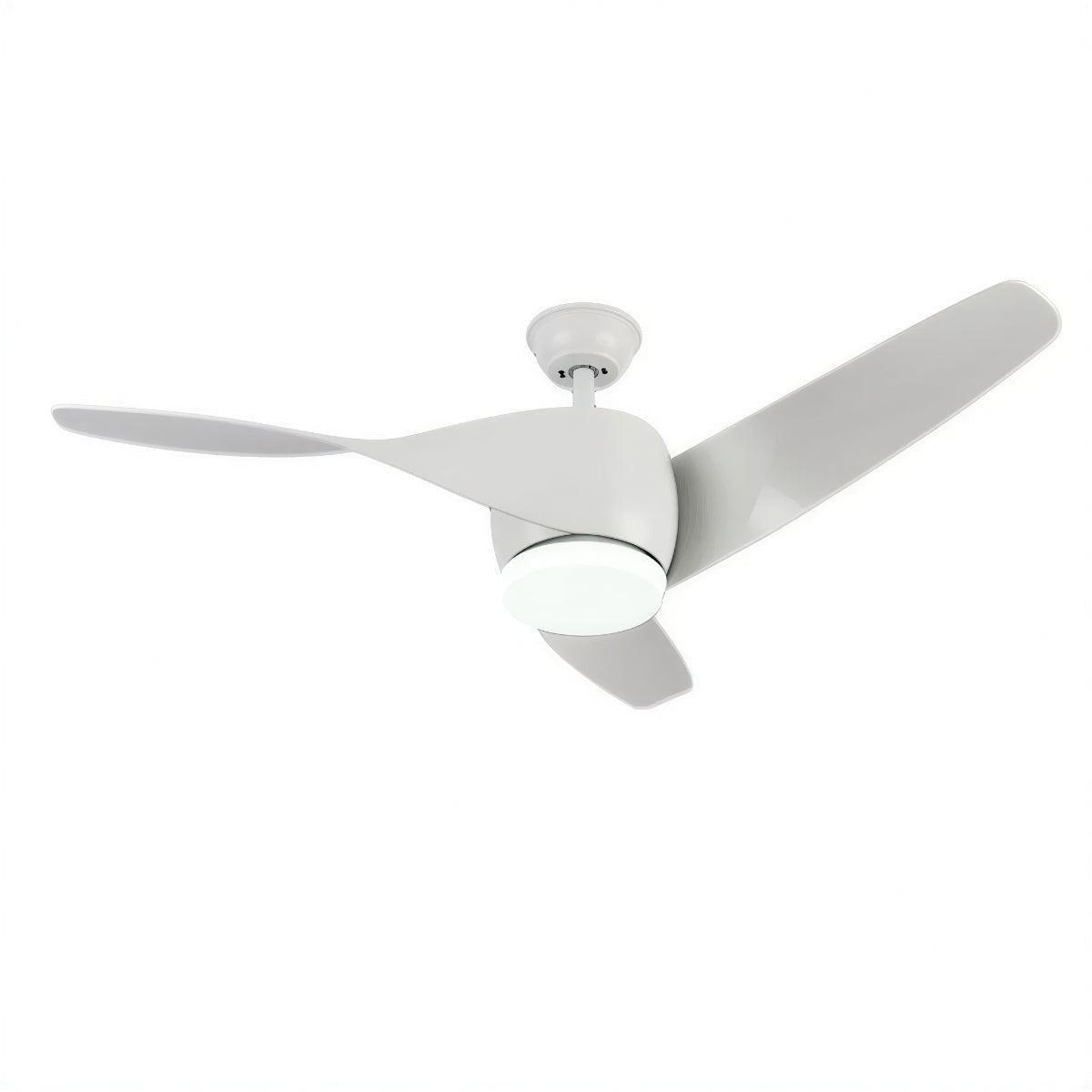 Ventilatore da soffitto con luce moderno con pale curve in legno