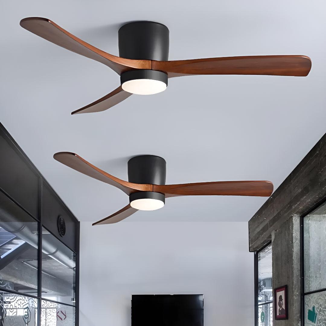 Ventilatore da soffitto con luce moderno nordico in legno con telecomando