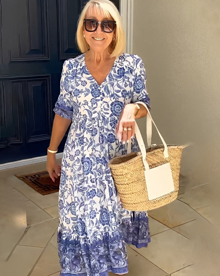 Giada | Abito maxi floreale con scollo a V