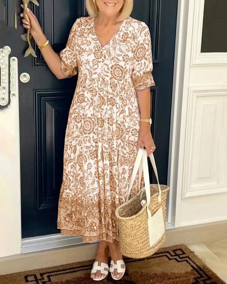 Giada | Abito maxi floreale con scollo a V