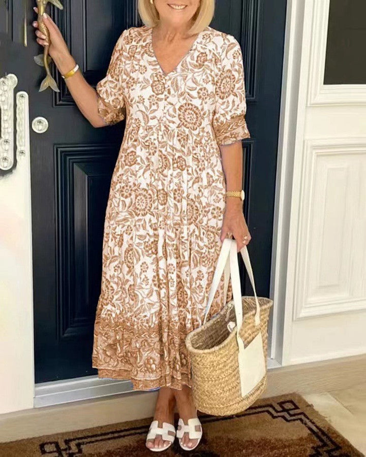 Giada | Abito maxi floreale con scollo a V