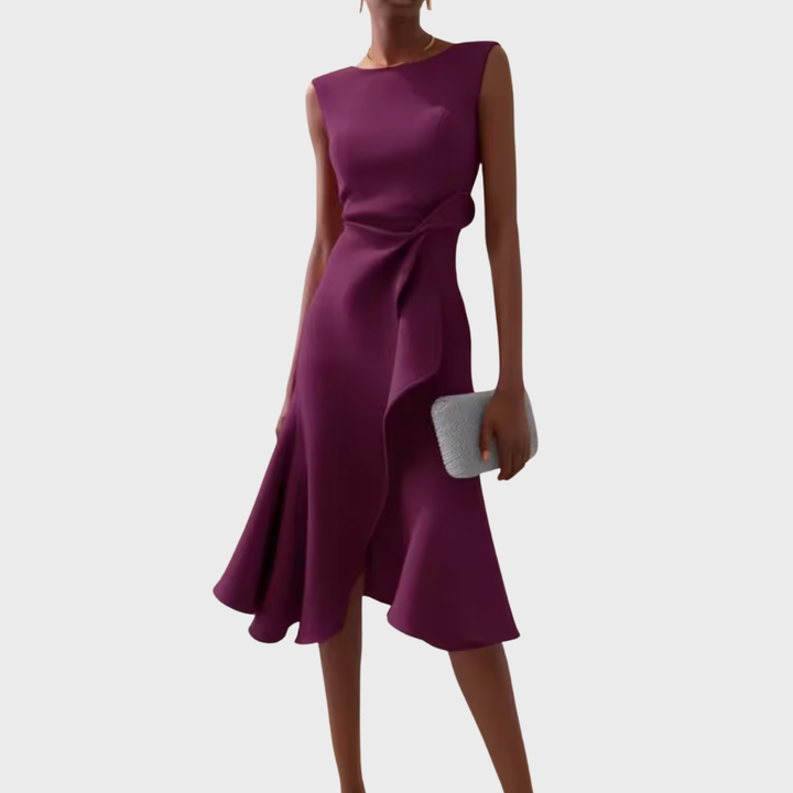 Cosima | Abito midi drappeggiato con orlo asimmetrico