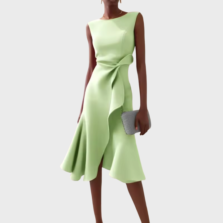 Cosima | Abito midi drappeggiato con orlo asimmetrico