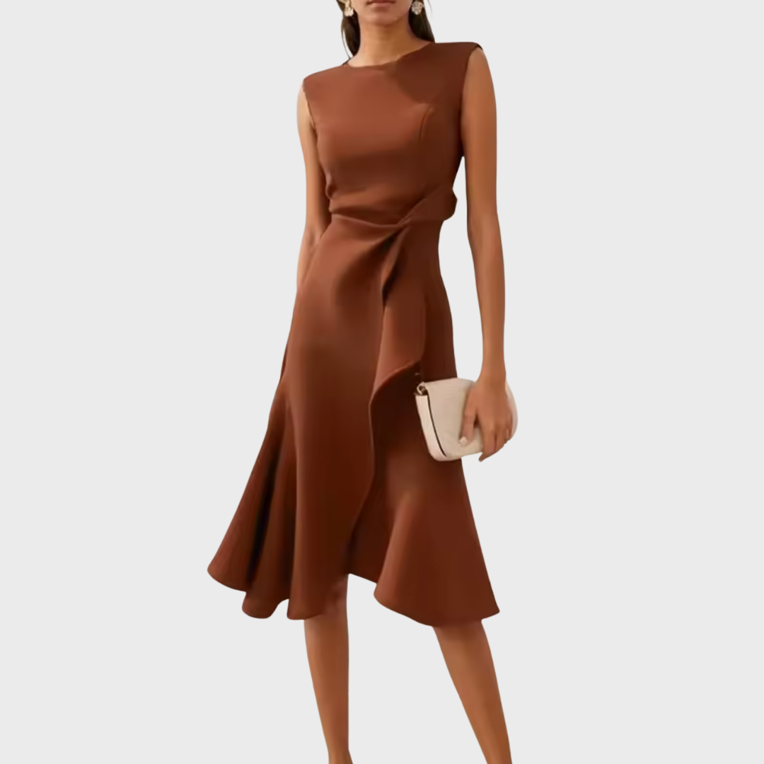 Cosima | Abito midi drappeggiato con orlo asimmetrico