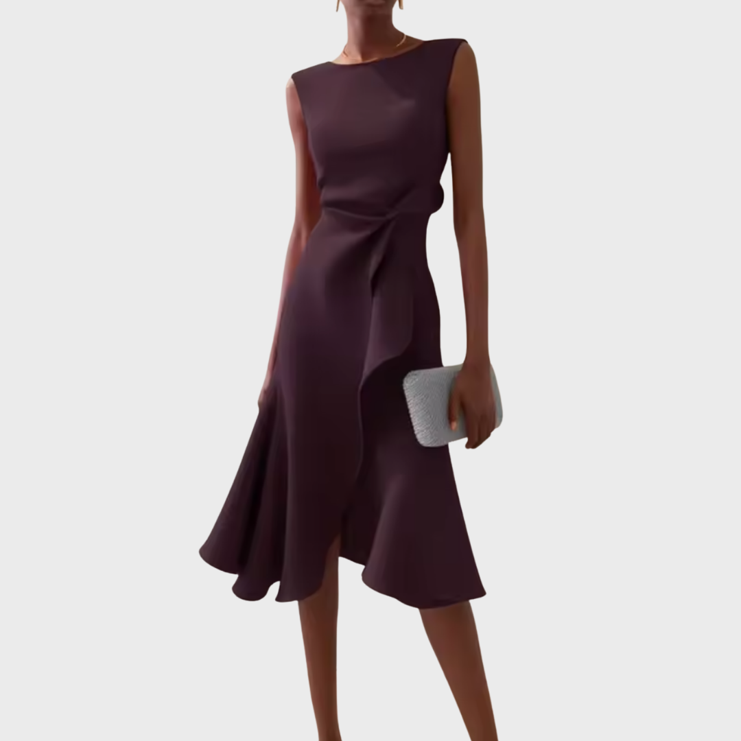 Cosima | Abito midi drappeggiato con orlo asimmetrico