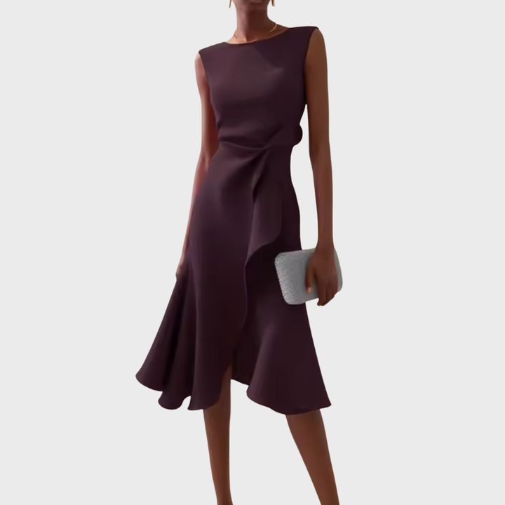 Cosima | Abito midi drappeggiato con orlo asimmetrico