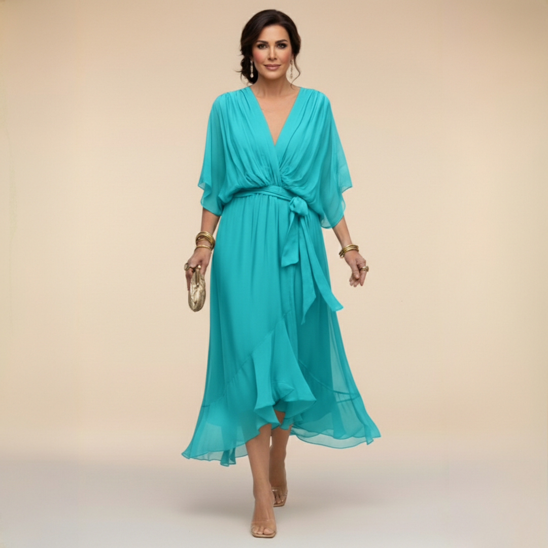 Greta | Abito in chiffon con scollo a V