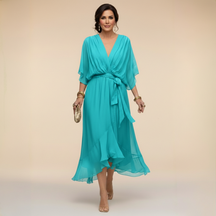 Alessia | Abito in chiffon con scollo a V