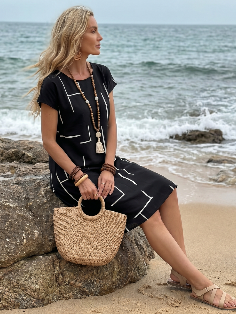 Livia | Abito midi con stampa astratta