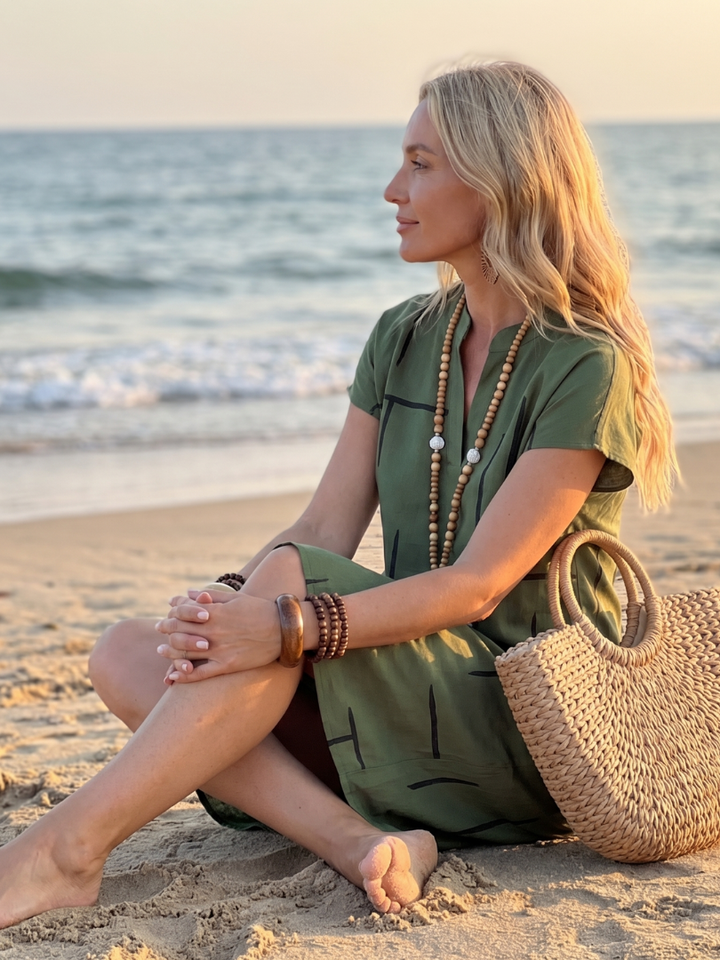 Livia | Abito midi con stampa astratta