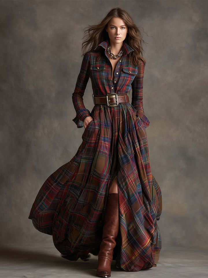 Sara | Abito camicia con gonna svasata