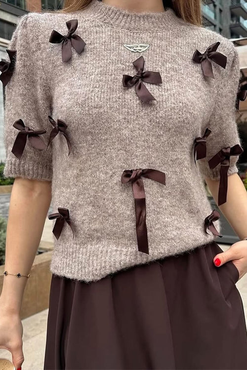Gemma | Maglione a maniche corte con fiocchi