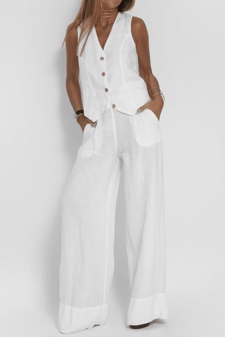 Viola | Completo con gilet e pantalone a gamba larga